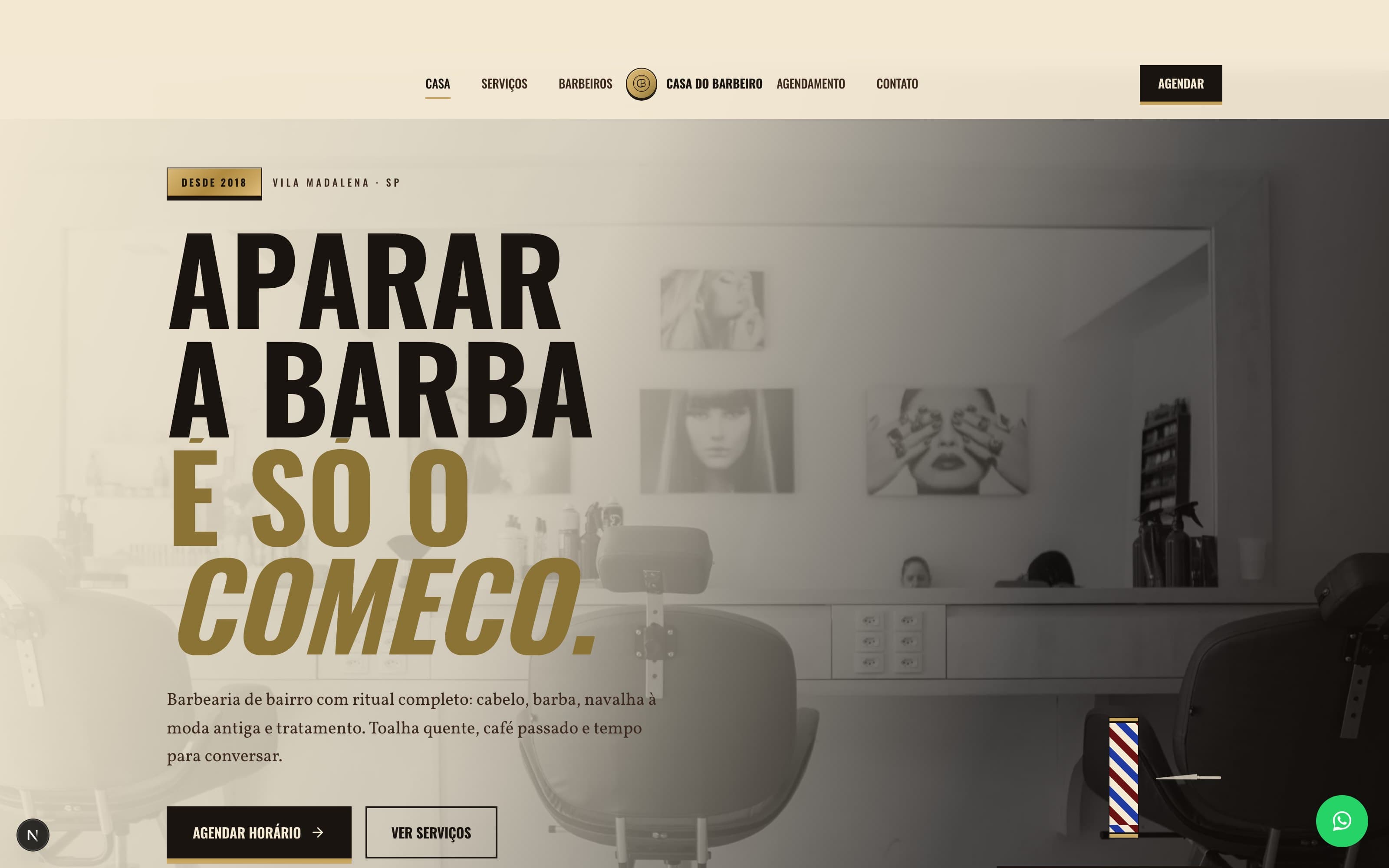Exemplo de site: Casa do Barbeiro, Barbearia