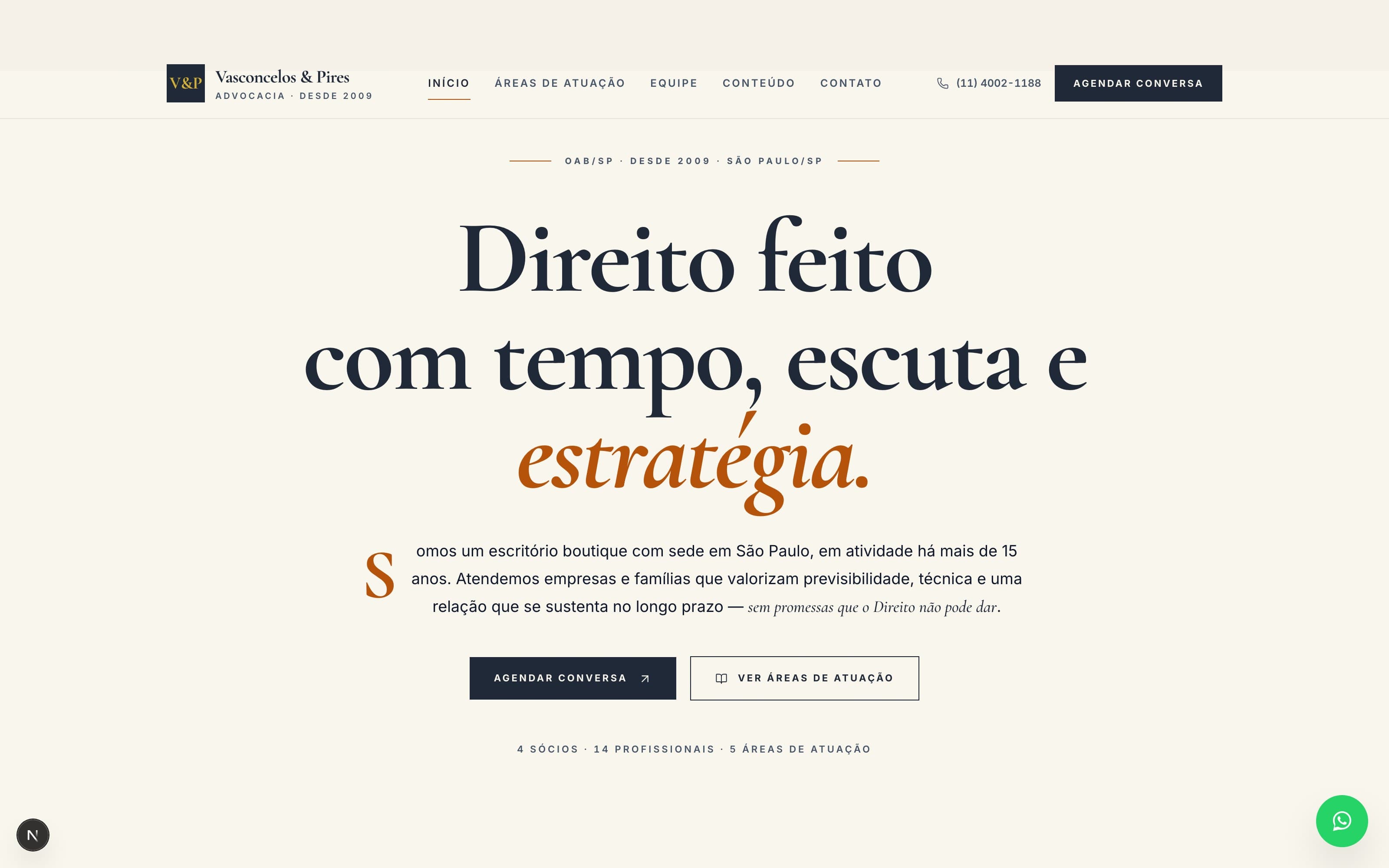 Exemplo de site: Vasconcelos & Pires, Advocacia